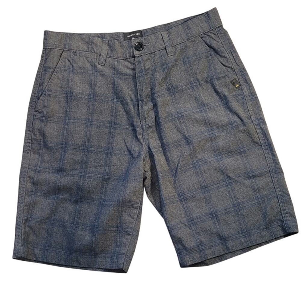Quiksilver Plaid Chino Shorts Gray Mens 29 Surf Skate Y2K Gorpcore Summer Casual